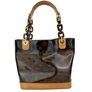 LOUIS VUITTON Cabas Ambre Shoulder Bag Monogram Vinyl Clear Brown